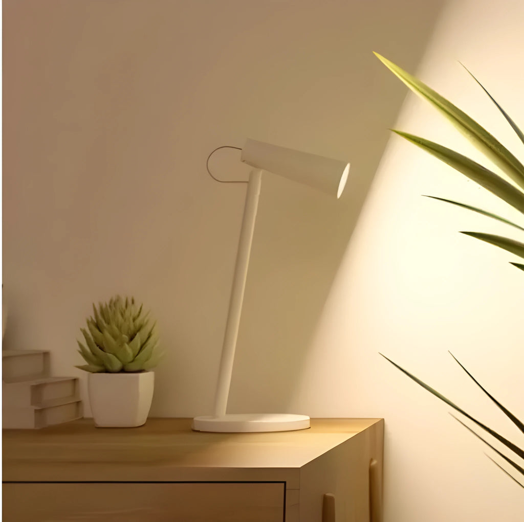 White plastic rechargeable LED desk lamp with USB power for Xiaomi Mijia bedroom and computer desk use