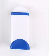 Blue reusable pet hair removal comb with double-sided lint brush and self-cleaning base