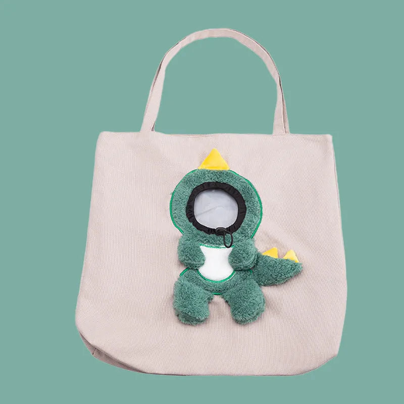 Little Bee Design canvas pet carrier bag with animal pattern and elastic side opening