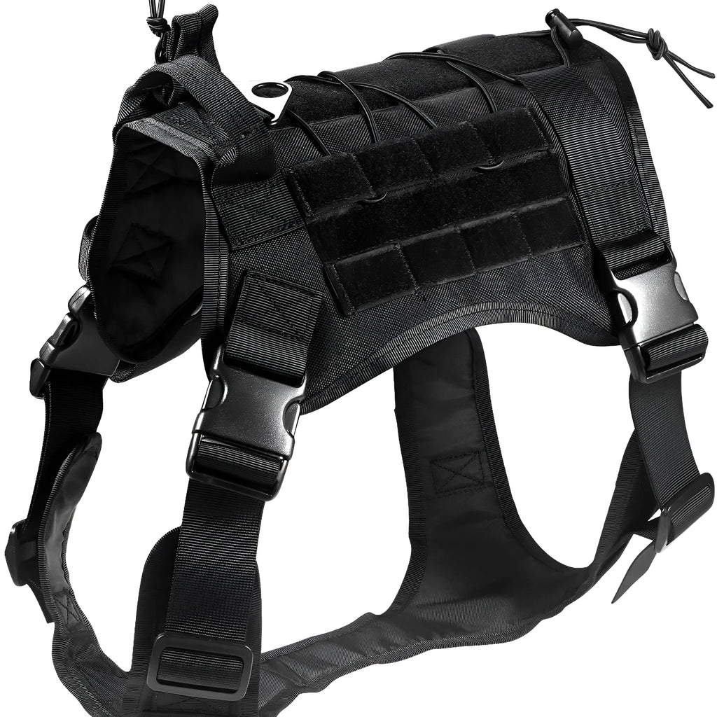 Nylon outdoor tactical dog vest in camouflage, black, green, or khaki, sizes L M XL