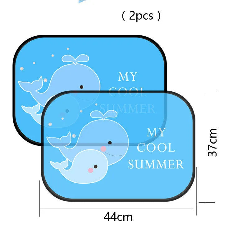 Electrostatic adsorption car side window sunshade with animal pair designs on nylon mesh