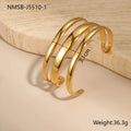 Stainless steel geometric bracelet with simple opening mechanism in gold or steel finish