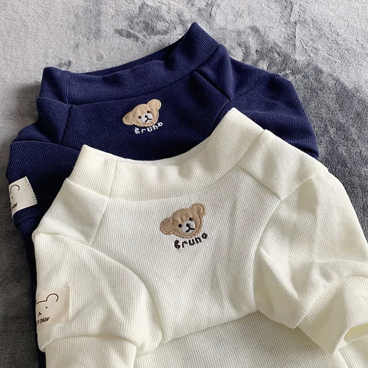 Cotton knitted pet sweater in navy blue for dogs sizes SM to 3XL