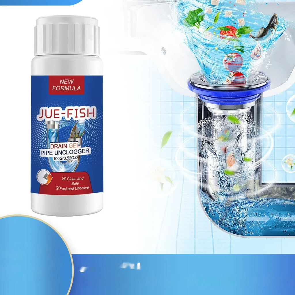 100g bottle of pipe dredge agent for sewer and toilet blockage cleaning.