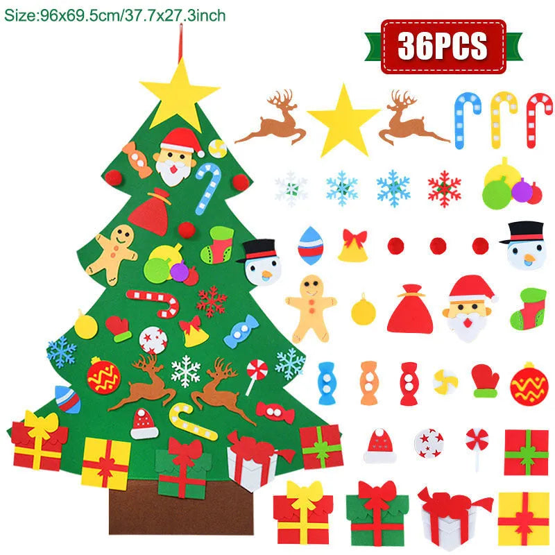 DIY felt Christmas tree ornaments for kids, 18 pieces, colour sections A-I, felt width 110cm