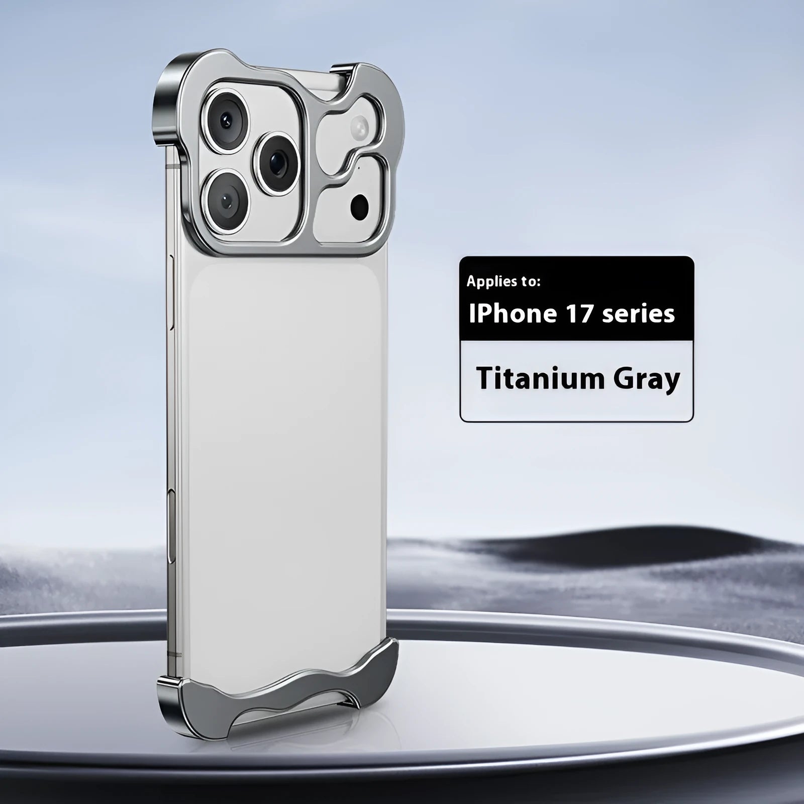 Metal frameless matte phone case for iPhone17 series in black colour