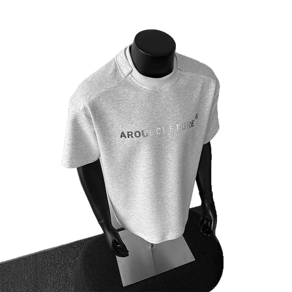 Men's pure cotton short sleeve t-shirt with letter print design in loose fit