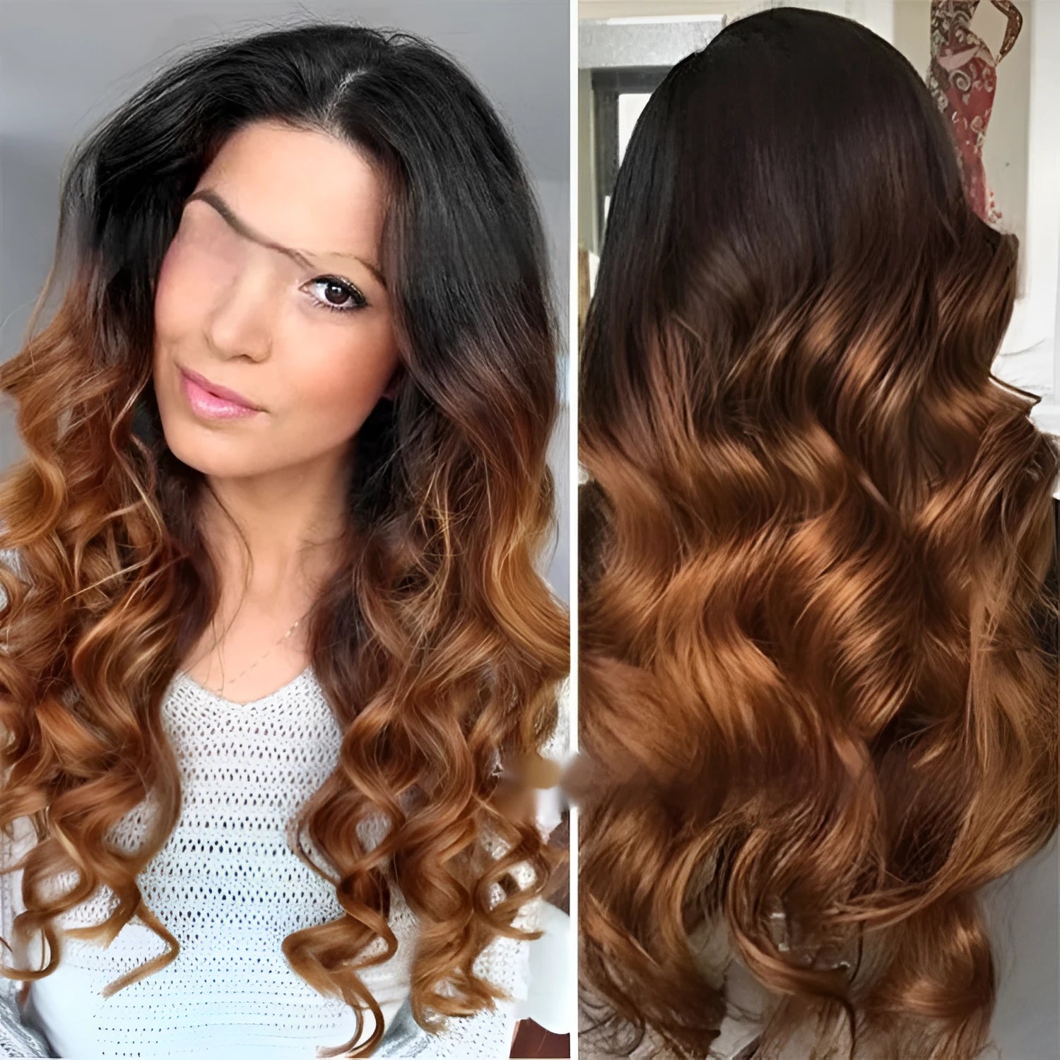 Real human hair lace front wig with gradient colour and pre-plucked hairline