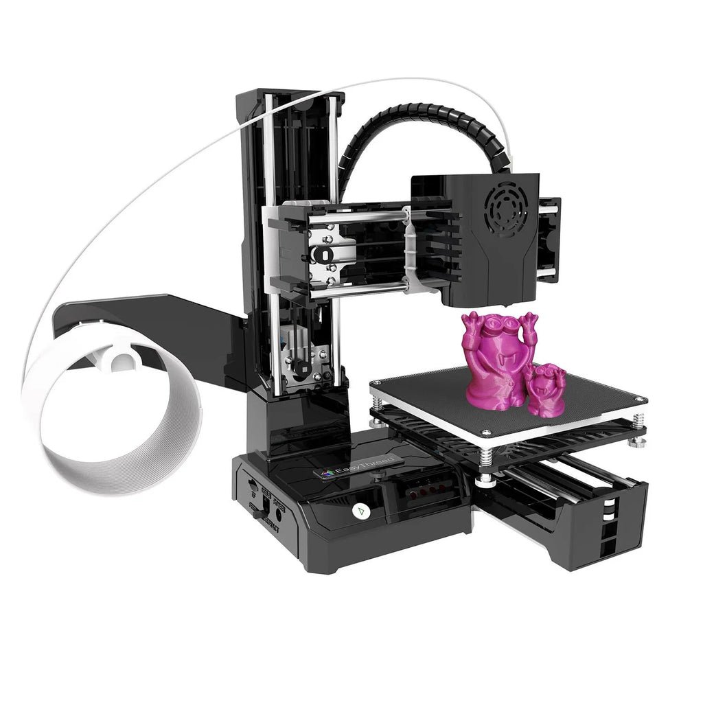 K9 Mini 3D printer with 100x100mm build volume for PLA filament printing in black or blue colour options