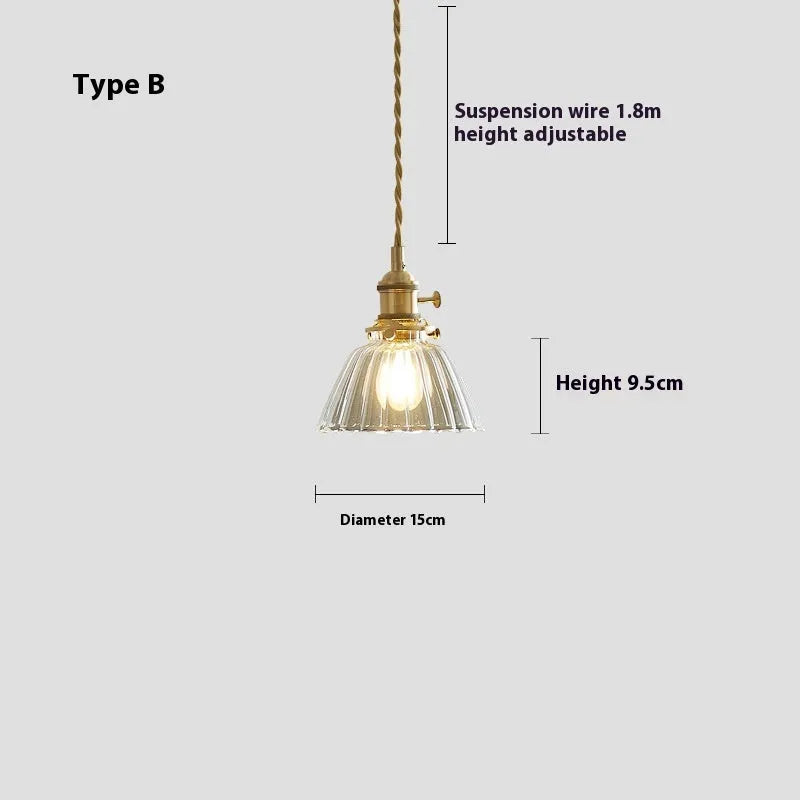 American retro small pendant droplight with warm white bulb and set of six colour filters A to F.