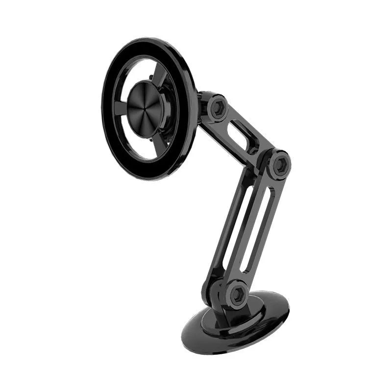 All-metal magnetic car phone holder in black, silver, gold and rose gold colours with magnetic rings and adhesive pads
