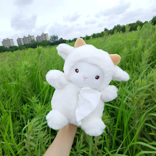 Plush cartoon animal tissue box for car and home decoration in lamb and pig designs
