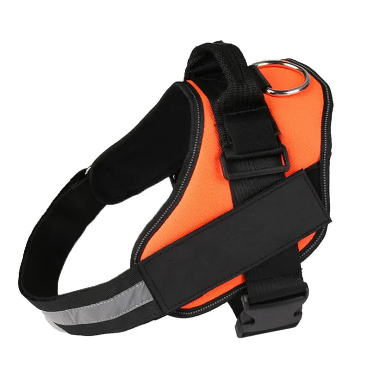 Reflective adjustable no-pull dog harness with handle on black labrador