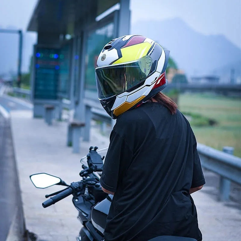 Big tail motorcycle helmet in ABS, shown in a matte black finish with sizes M to XXL