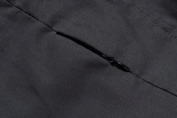 Multi-pocket contrast zip casual baggy pants in dark grey cotton with loose fit and mid waist