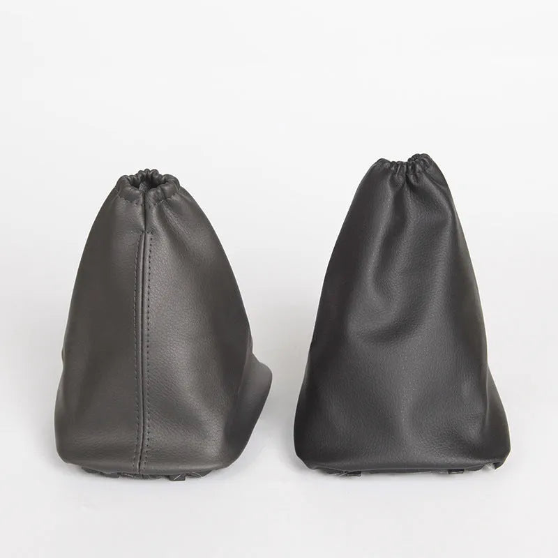 Black genuine leather car shift lever dirt-proof protective sleeve.