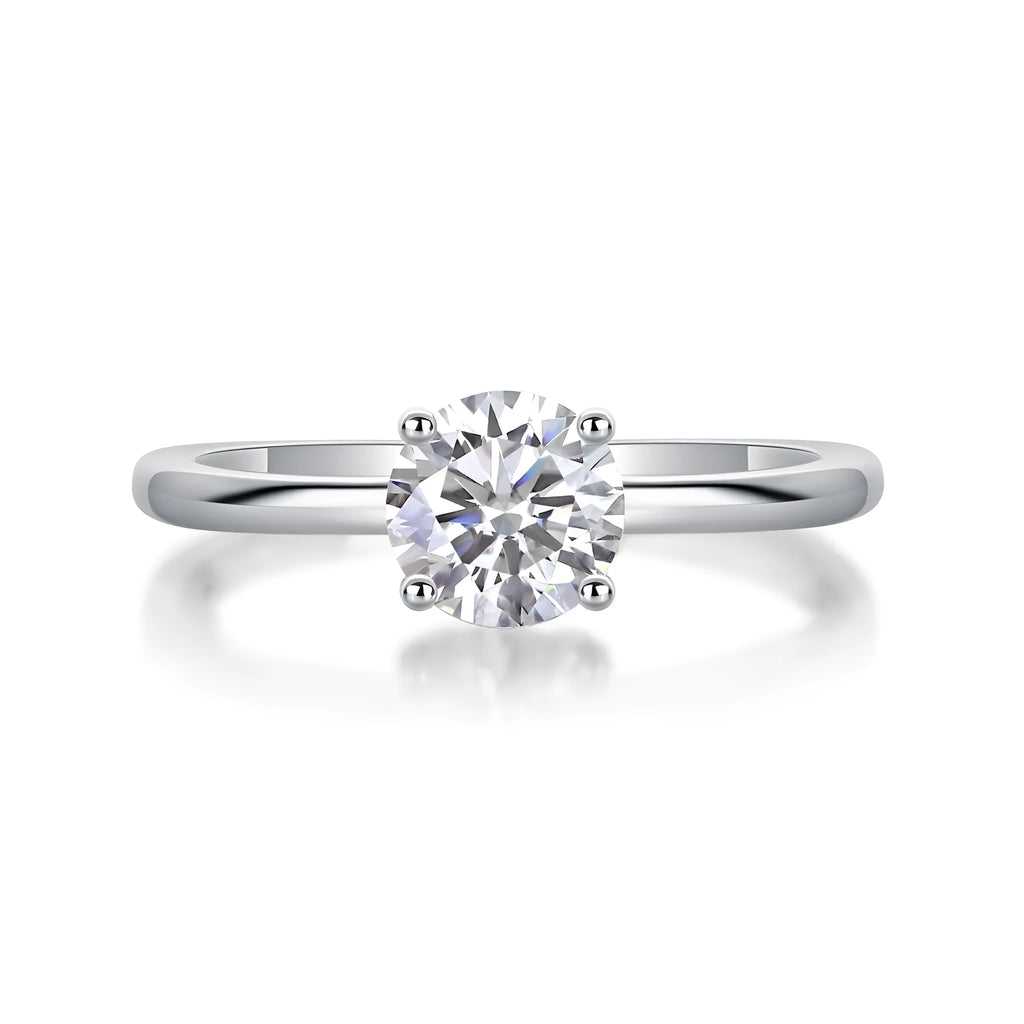 Love Words wedding ring set with heart-shaped moissanite in S925 silver platinum-plated, 1 carat stone in gift box