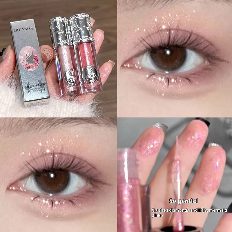 Ballet Liquid Eye Shadow bottle showing one of five glittering colour options: Star Man Sakura Field, Doll Logs, Butterfly Paradise, Nutcracker, or Pillow Fairy Tales.