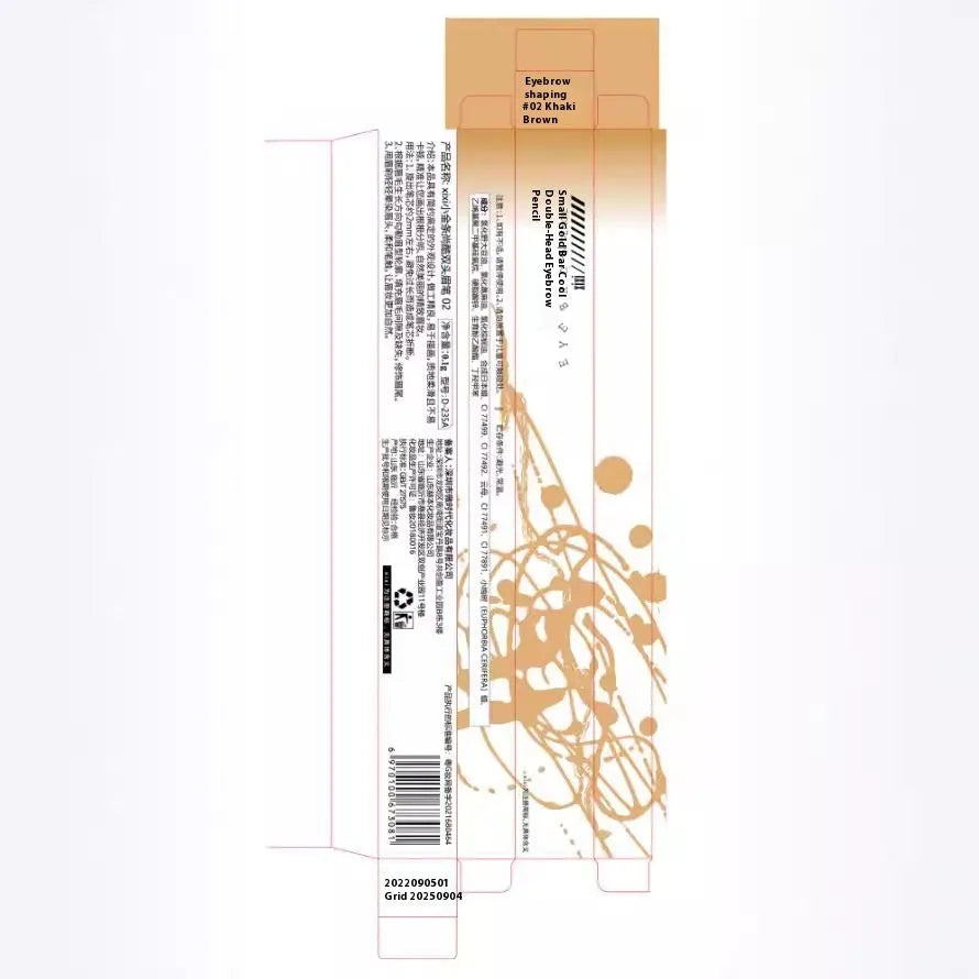 Small gold chopstick design ultra-fine eyebrow pencil shown in five colour shades.