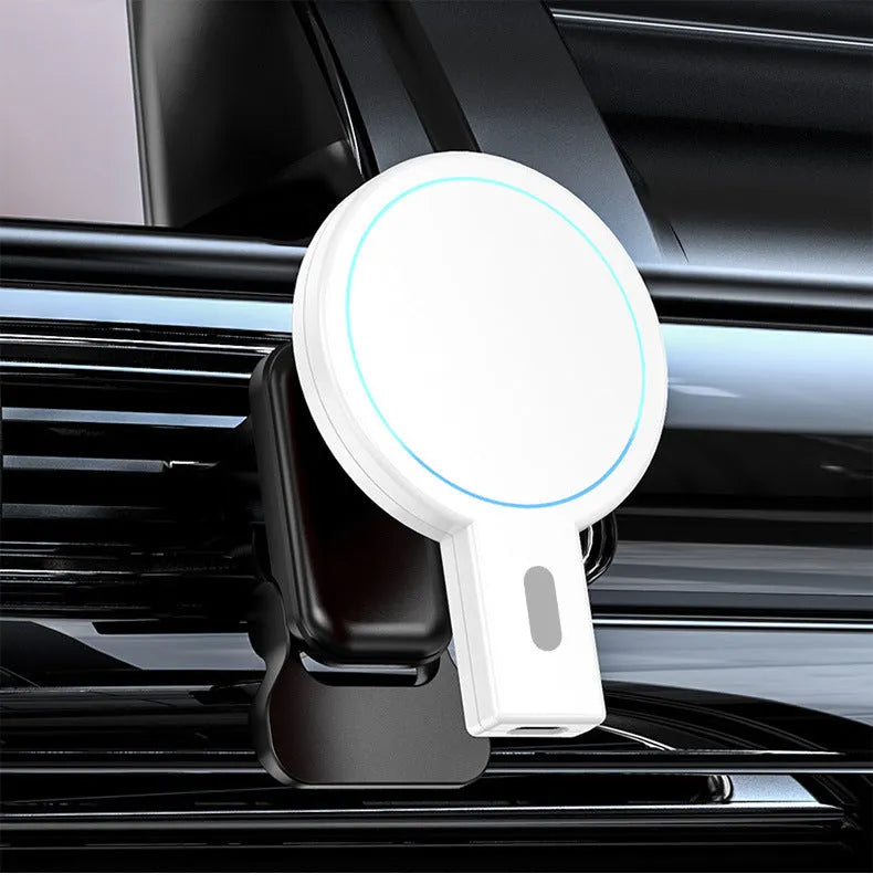 Black and white magnetic absorption wireless charger with charging cable