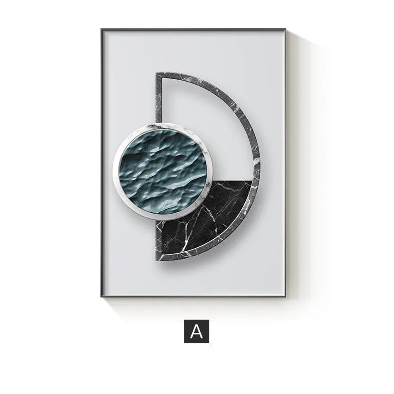 Abstract geometric pattern canvas wall art painting in modern colours on stretched canvas