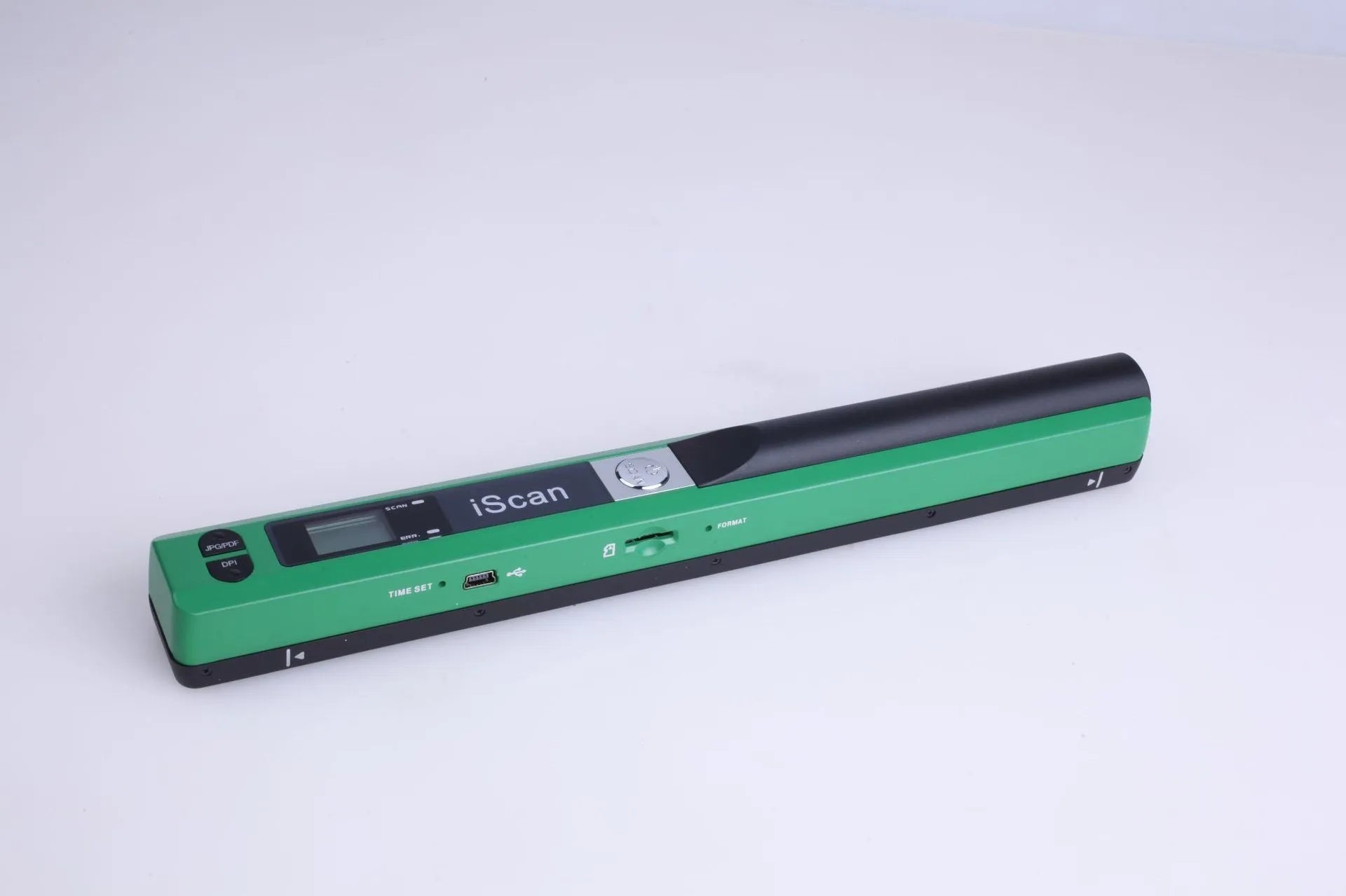 Handheld barcode scanner in choice of colours for shop stock control.