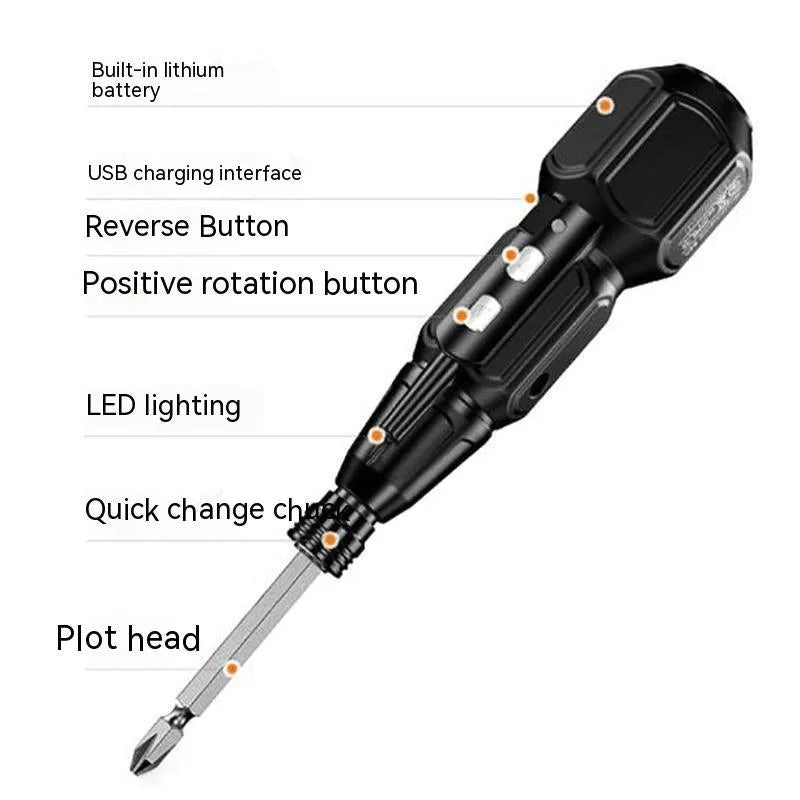 Alloy steel straight handle electric screwdriver with 36V lithium battery in black or blue colour