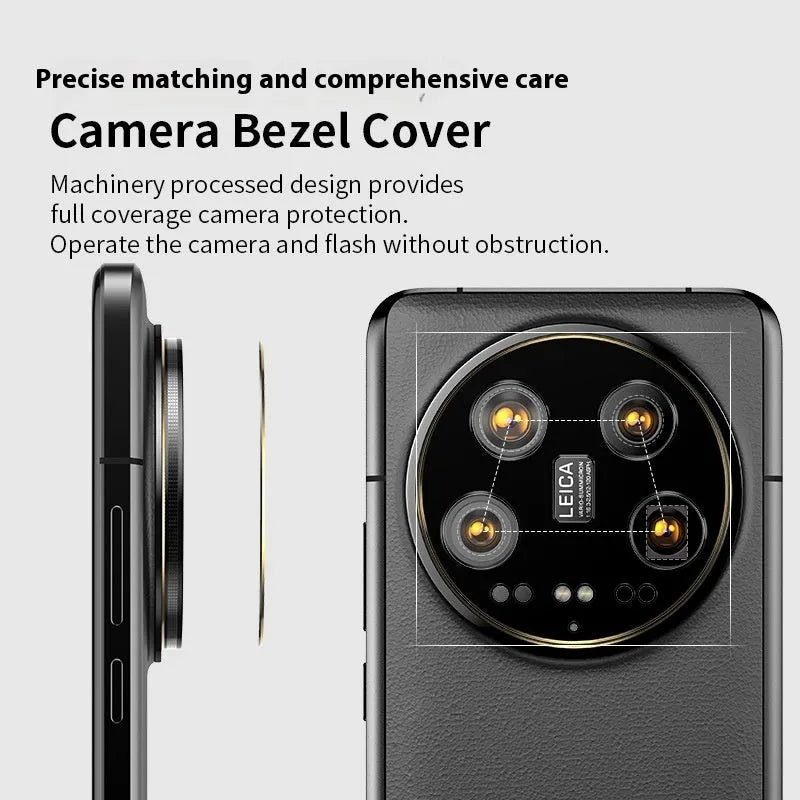 Frosted lens protector film for Xiaomi 14U in black edge, explosion-proof and drop-proof camera lens guard.