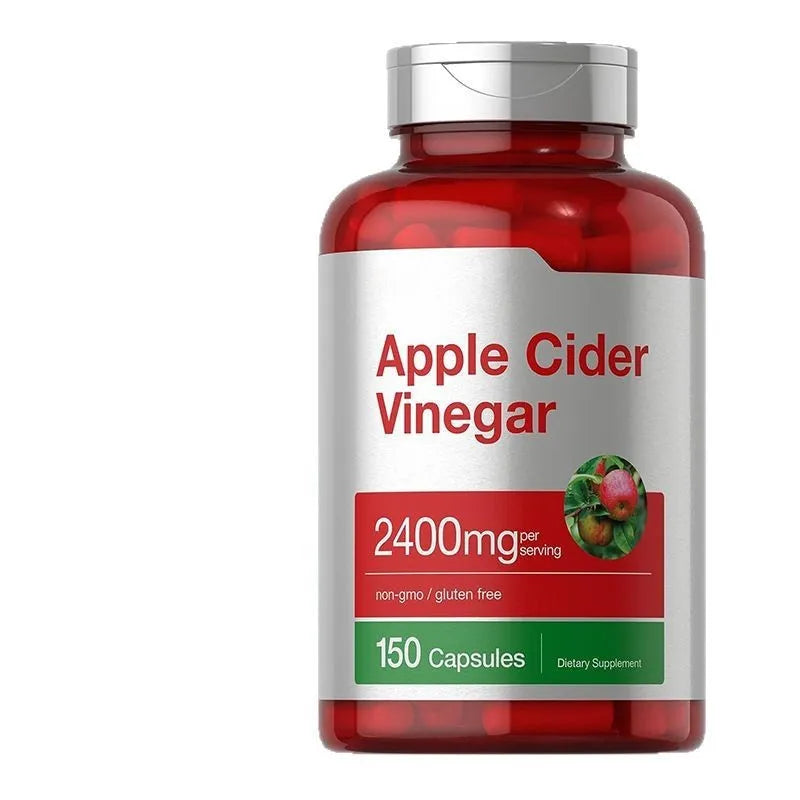 Bottle of 150 apple vinegar health capsules in tablet form for dietary supplementation
