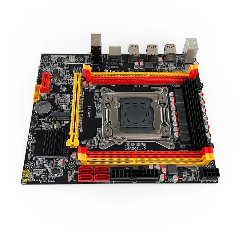 X79-VG2 desktop motherboard showing LGA 2011 socket, DDR3 slots, PCIe 16X slot, and connectivity ports.