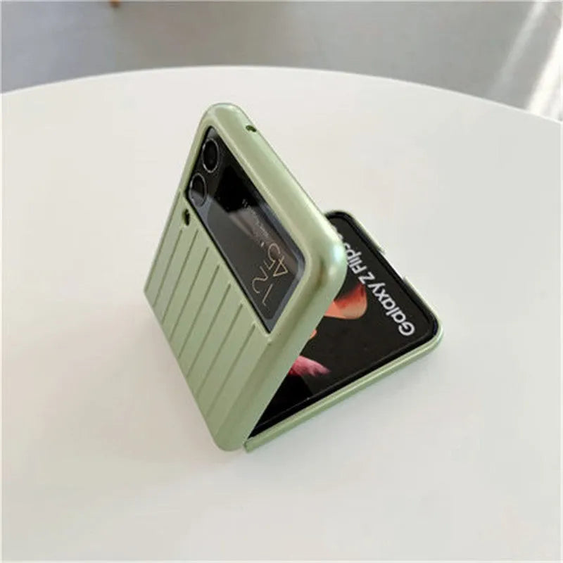 Samsung Z Flip3 ultra-thin flip phone case in black, red, pink, silver, gold, sky blue, or light green.