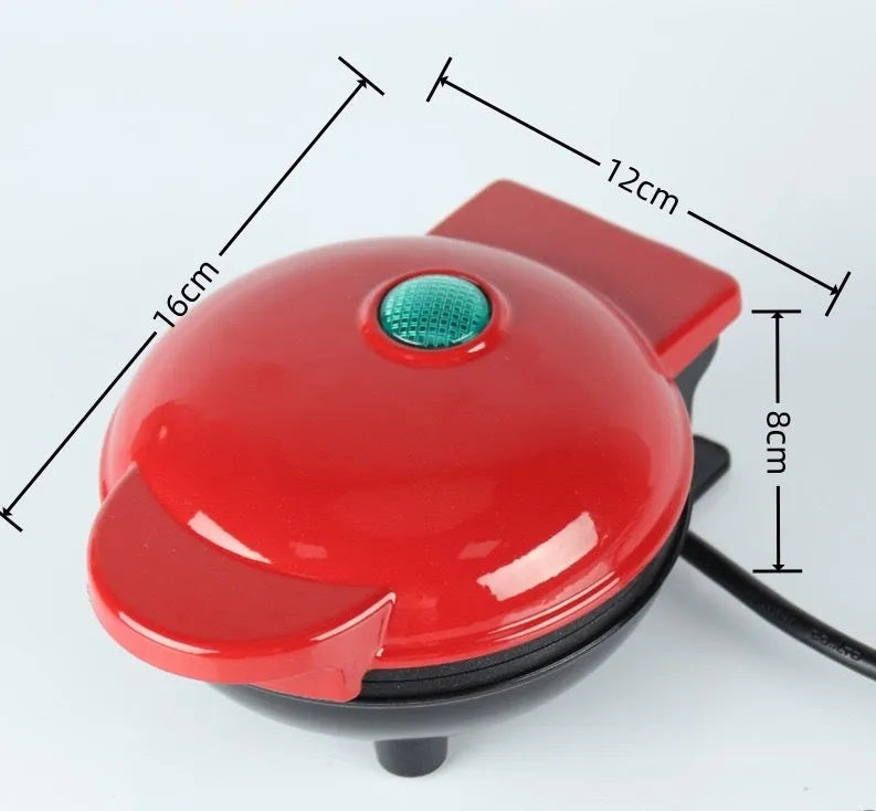 Mini waffle machine electric breakfast maker 16.5x8.5x12.5cm in white pink black red or green