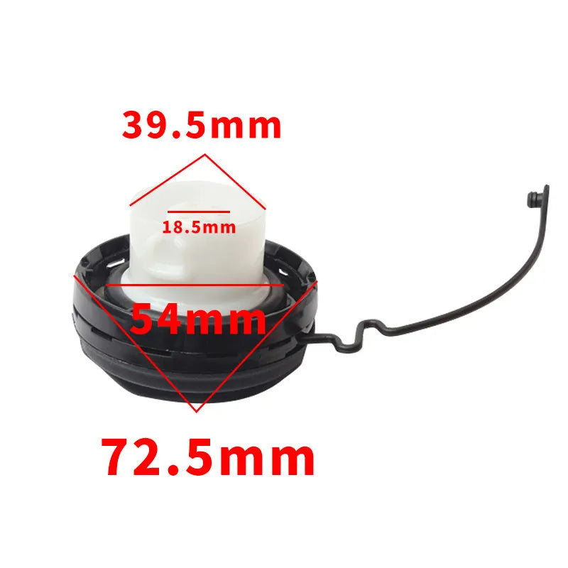 Black snap-on fuel tank cap for Toyota vehicle replacement.