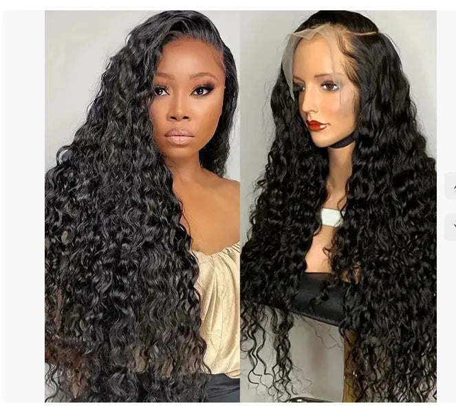 Curly human hair lace front wig for women, 150 density, full hand-woven, 13x4 lace closure, natural black colour