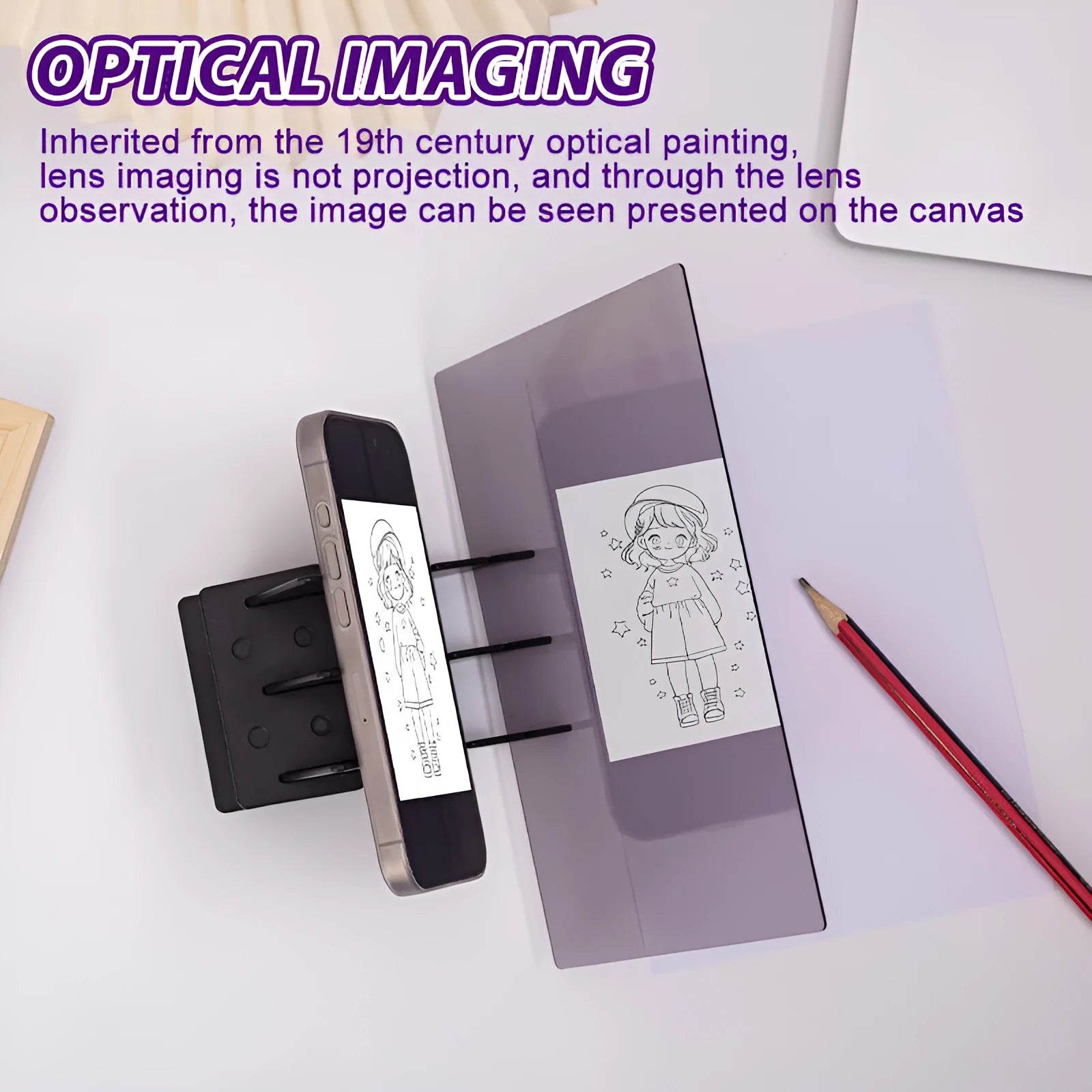 Universal drawing optical copy tool with plastic bracket and transparent board in three sizes for tracing and sketching