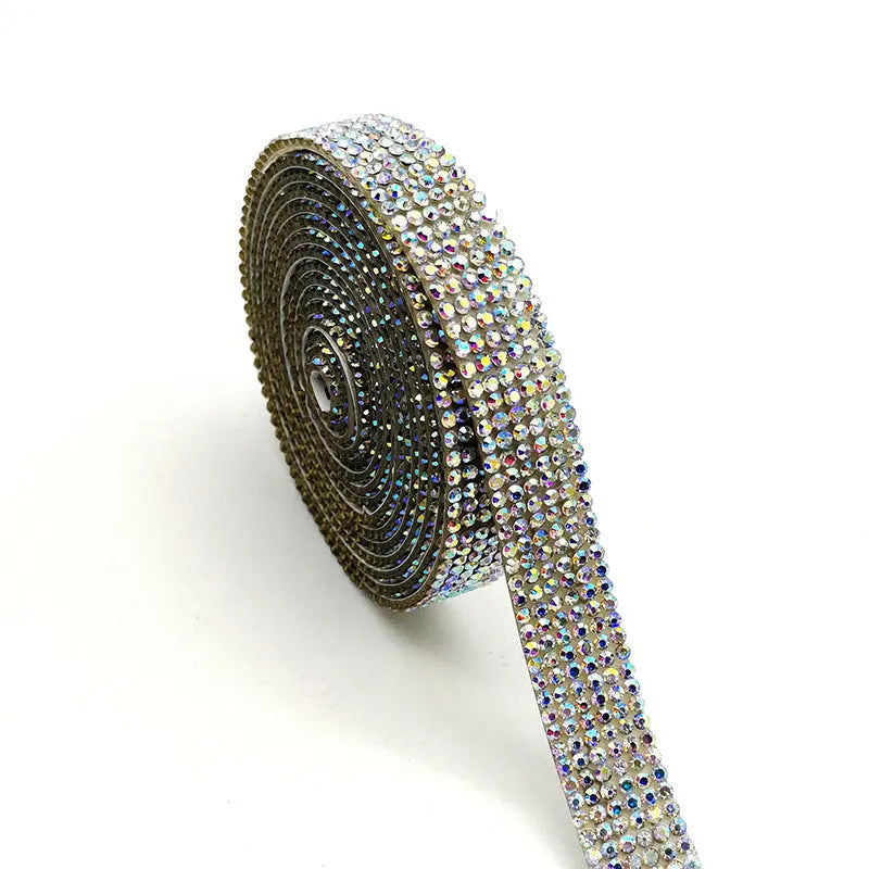 Self-adhesive glass water drill strip on backing paper, showing white and AB colour options.