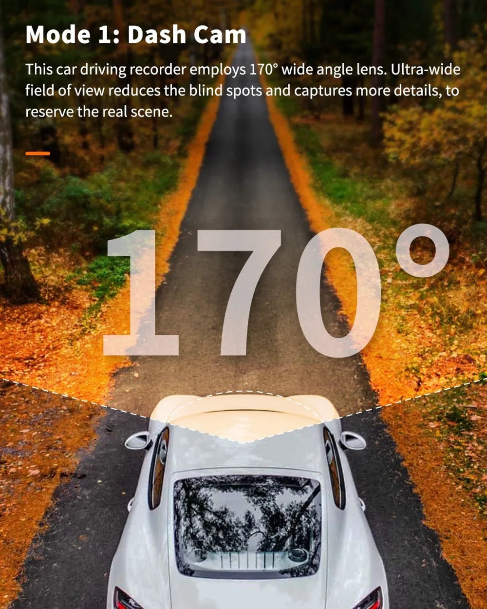ThiEYE front and rear dash cam with 3-inch screen showing dual camera view and mounting accessories