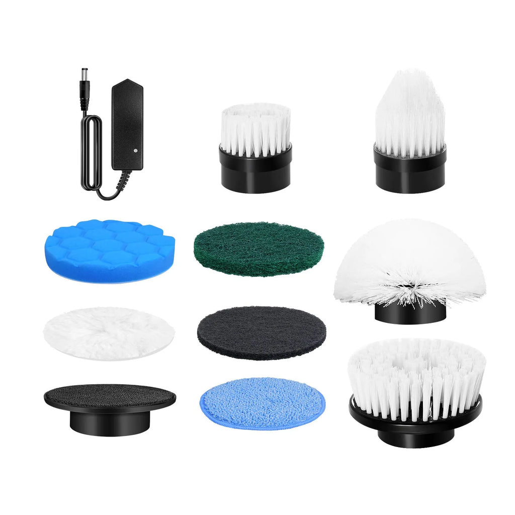 White lithium rechargeable handheld cleaning ball with accessories on white background