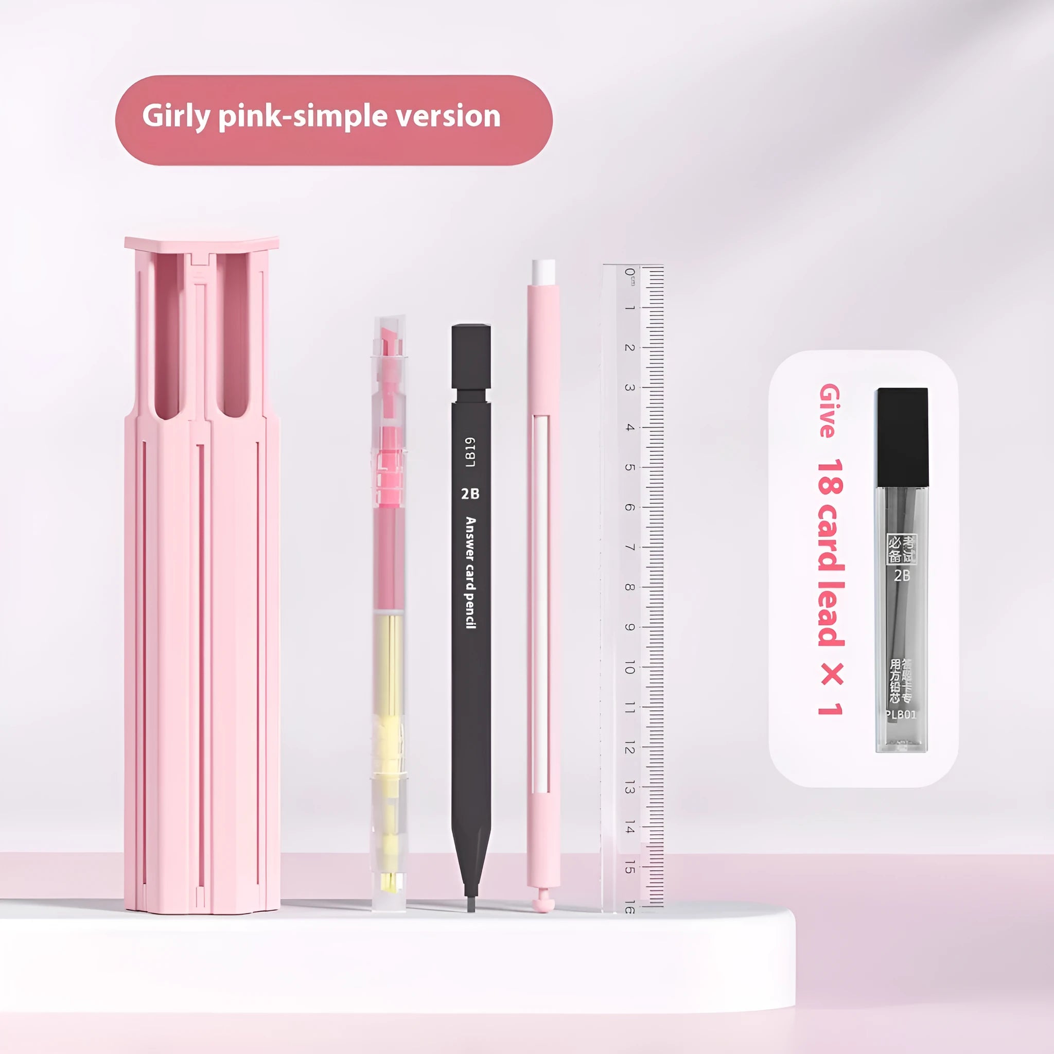 Six pens pencil case kit with pressing pen in plastic construction
