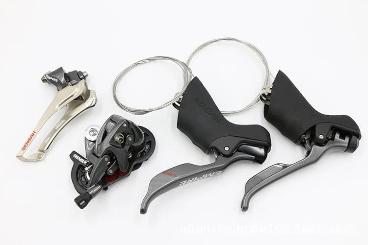 Road bike aluminium transmission kit with scattered beads, pendant and chain components