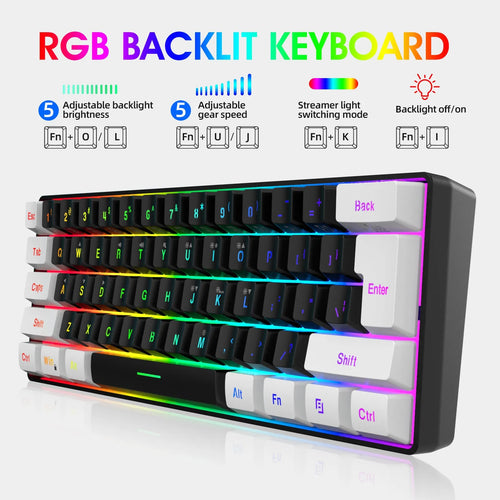 61 key wired membrane keyboard in compact 28.7cm design with USB cable