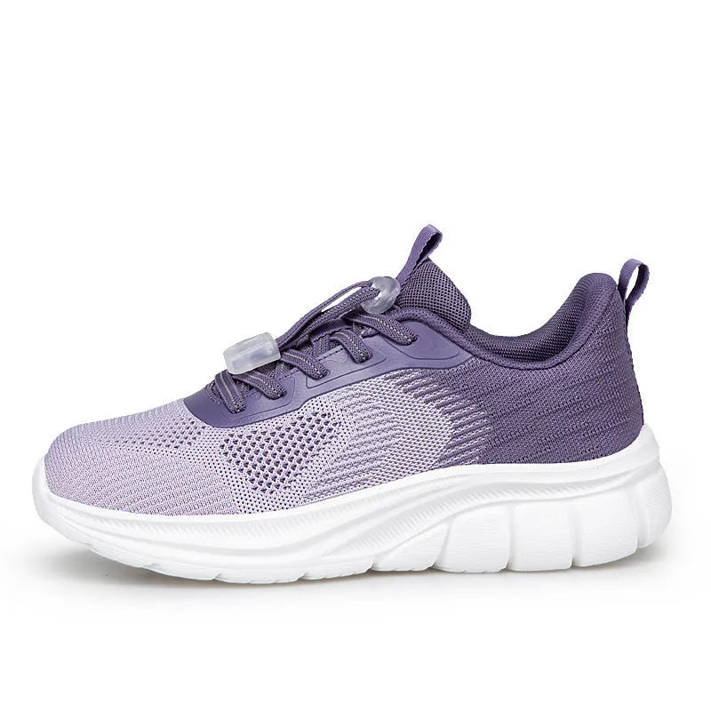 Knitted casual unisex sports shoes in solid colour with Flyknit upper and low flat heel