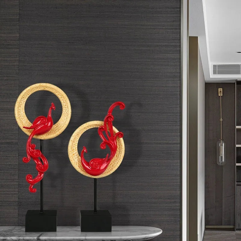 Resin Phoenix ornament in European style with detailed moulded design