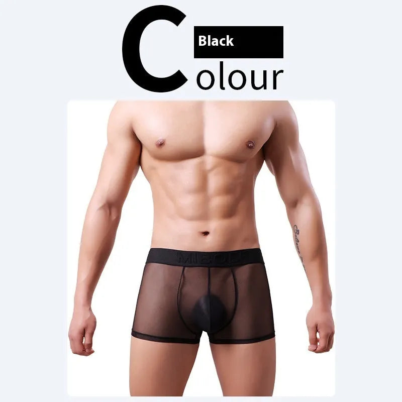 Men's thin invisible breathable boxer shorts in multiple colours with quick-dry polyester fabric