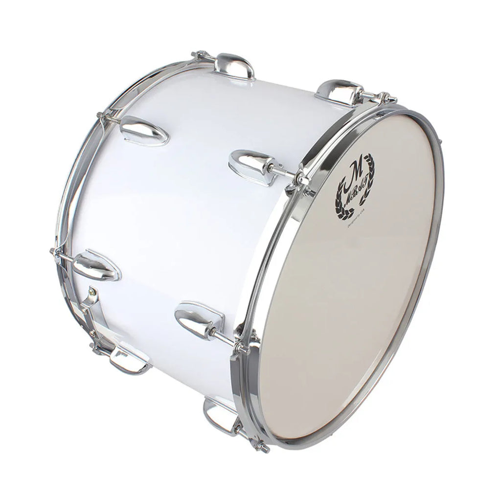 Mebet 14-inch white stainless steel adjustable snare drum with strap and drum stick