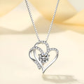 Heart-shaped women's necklace in 925 silver with diamond treatment, showing three colour options