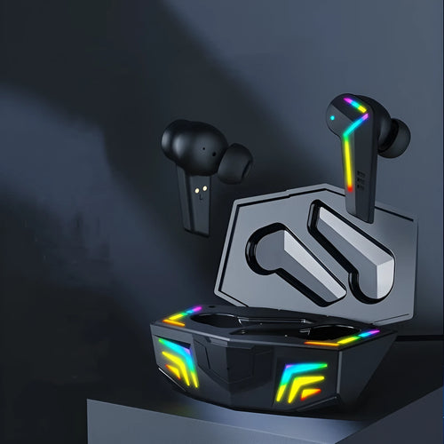 Small black Bluetooth sports headset with earplug design for wireless audio