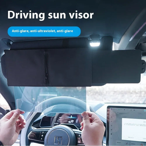 Retractable car sun shade PU leather 31x13cm anti-glare business style solid colour