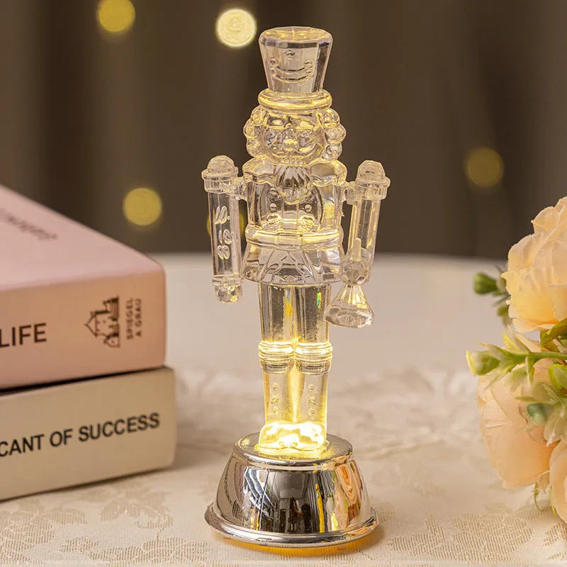 Transparent plastic Walnut Soldier nutcracker Christmas ornament, 12cm tall.
