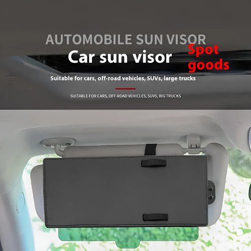 Retractable car sun shade PU leather 31x13cm anti-glare business style solid colour